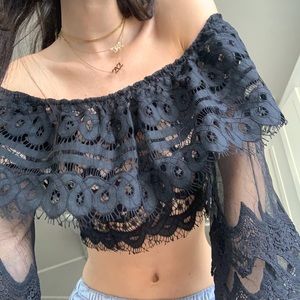 black LF off the shoulder lace top